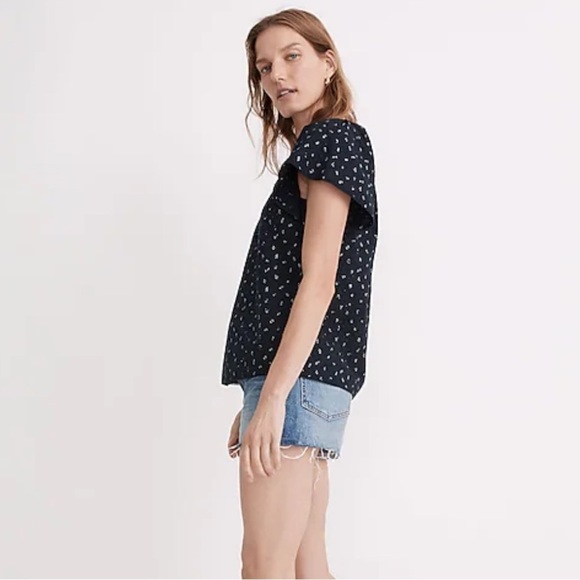 Madewell Embroidered Flutter-Sleeve Top in Berry Stems - Picture 2 of 5